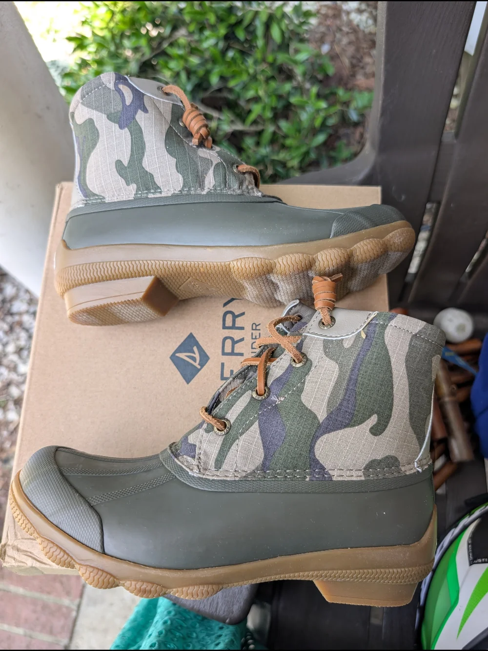 Women's Camo Duck Boots in Olive Green